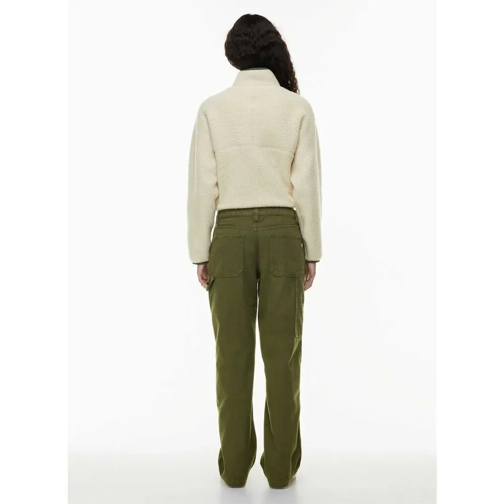 TNA Aritzia Greenwich Pants High waist relaxed twill carpenter Gd fatigue green